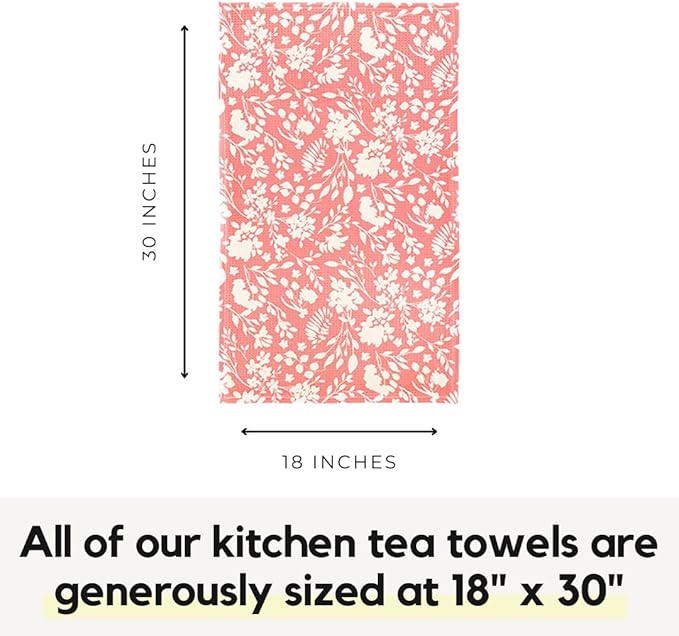 Modern Style Premium Kitchen Tea Towel Super Absorbent Fast Drying Microfiber Whimsical Blooms