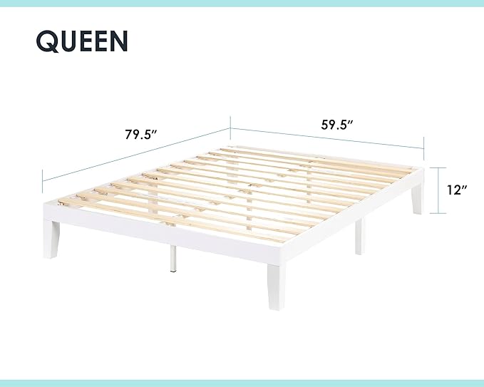 Mellow Naturalista Classic 12 Inch Solid Wood Platform Bed Queen, White