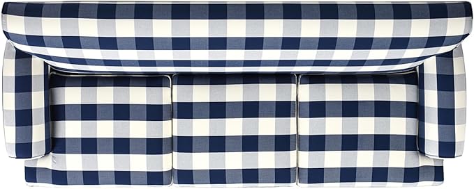 Jennifer Taylor Home Alana Lawson Three-Cushion Tightback Sofa, Blue Lattice Woven