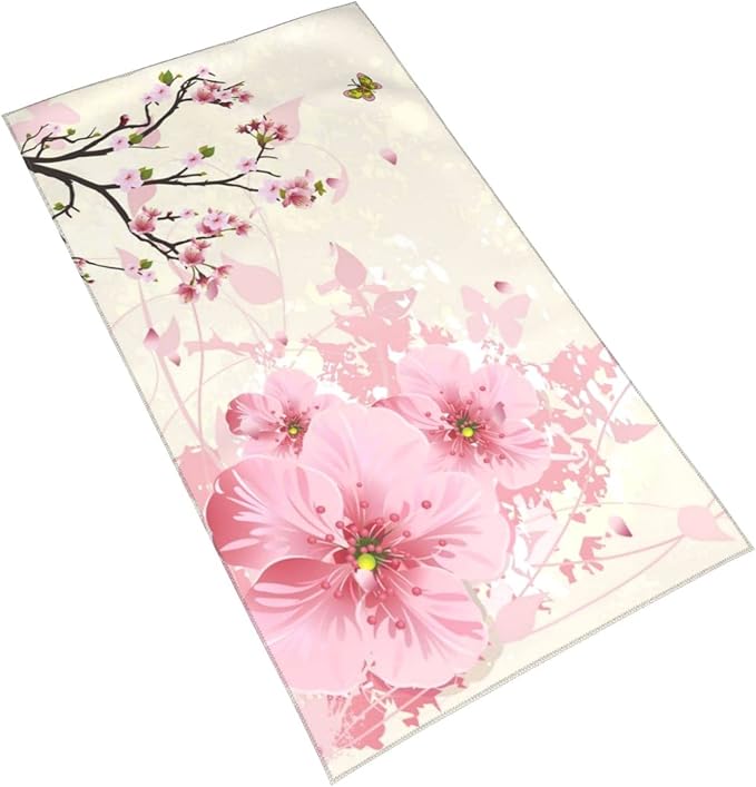 Cherry Blossoms Hand Towels Set of 2 Absorbent 15.7x27.5 Inch Kitchen Guest Towels