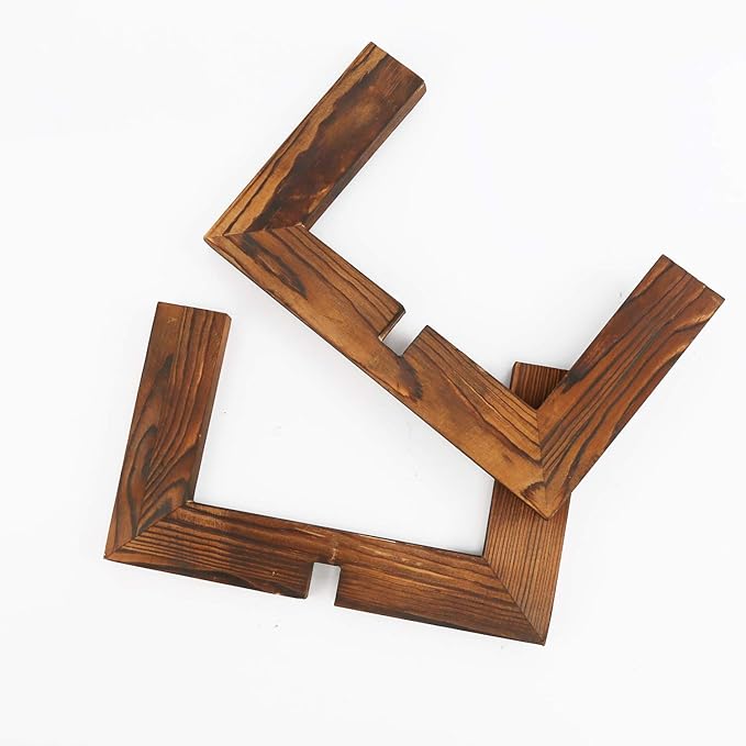 2 Pack Wood Plant Stand, Mid Century Modern Planter Stand Rattan Flower Pot Stand, Low Short Plant Stands Indoor - Boho Rustic Wooden Stool for Plant Pot Holder, Fit 5-15 Inch Pot