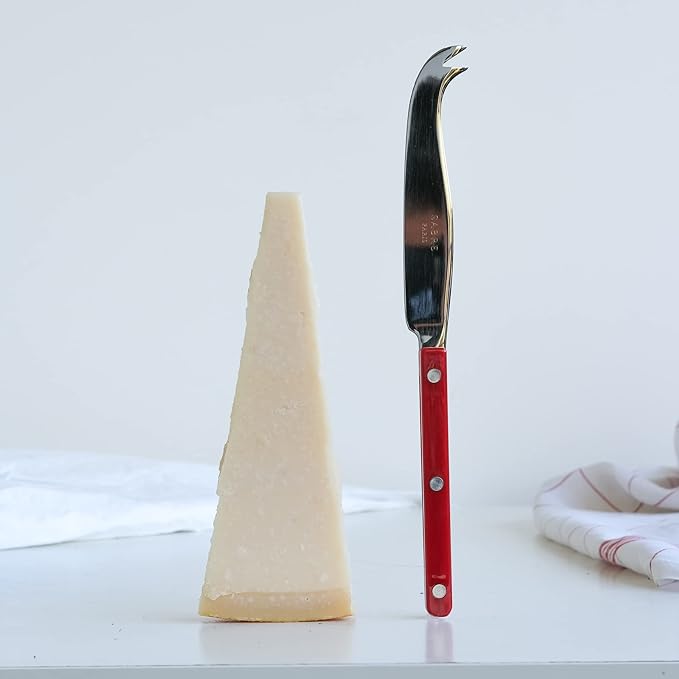 Cheese Knife 9.4 inches - Bistrot Collection - All Cheeses - Stainless Steel & Nylon - Dishwasher Safe - Burgundy - Brilliant Finish