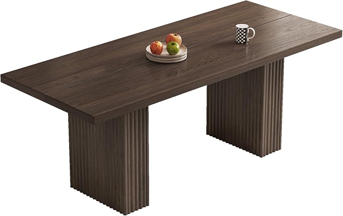 Large Rectangle Kitchen Table, 66.93" Dining Table for 4 to 8 People,Modern Dinner Table with Striped Legs, for Kitchen, Dining Room