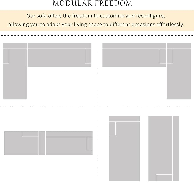 2 Pieces Modular Sectional Sofa - 109" L Shaped Couch, Beige