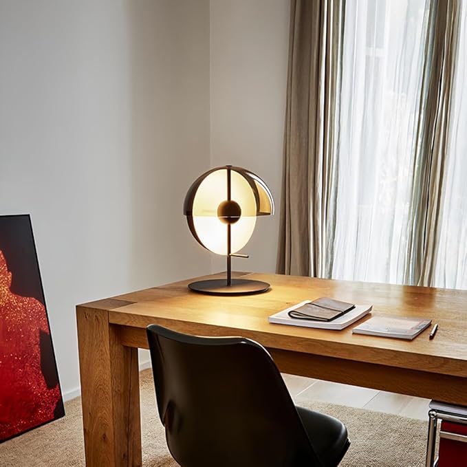 Aurum Globe Hemisphere LED Table Lamp | Modern Iron & Glass Fixture | Cordless Rechargeable Lamp for Living Room, Bedroom & Office | Energy-Efficient Adjustable Color Temperature