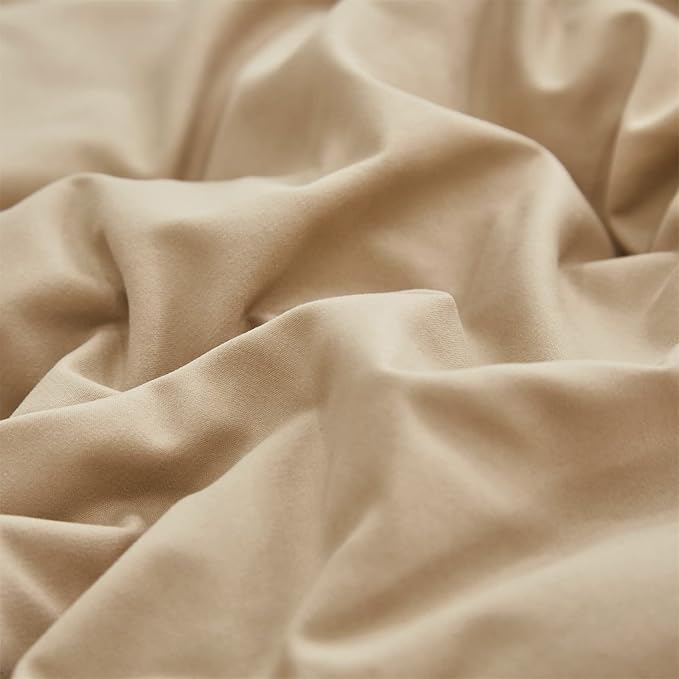 CLOTHKNOW Taupe Ruffles Twin/Twin XL Comforter Set 3Pcs Farmhouse Bedding Comforter Sets Soft Shabby Chic Comforter with 2 x Pillow Cases