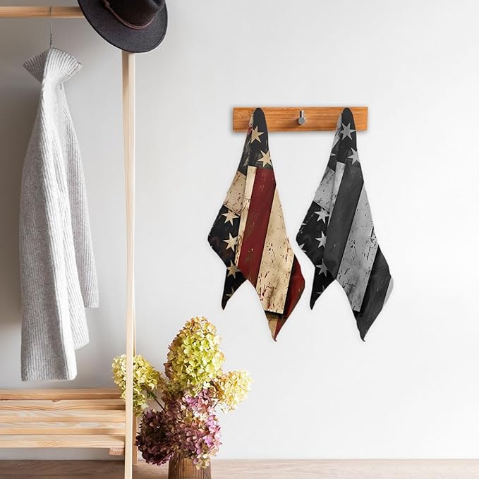 American Flag Kitchen Dish Towels Cross USA Flag Hand Tea Towels American Flag