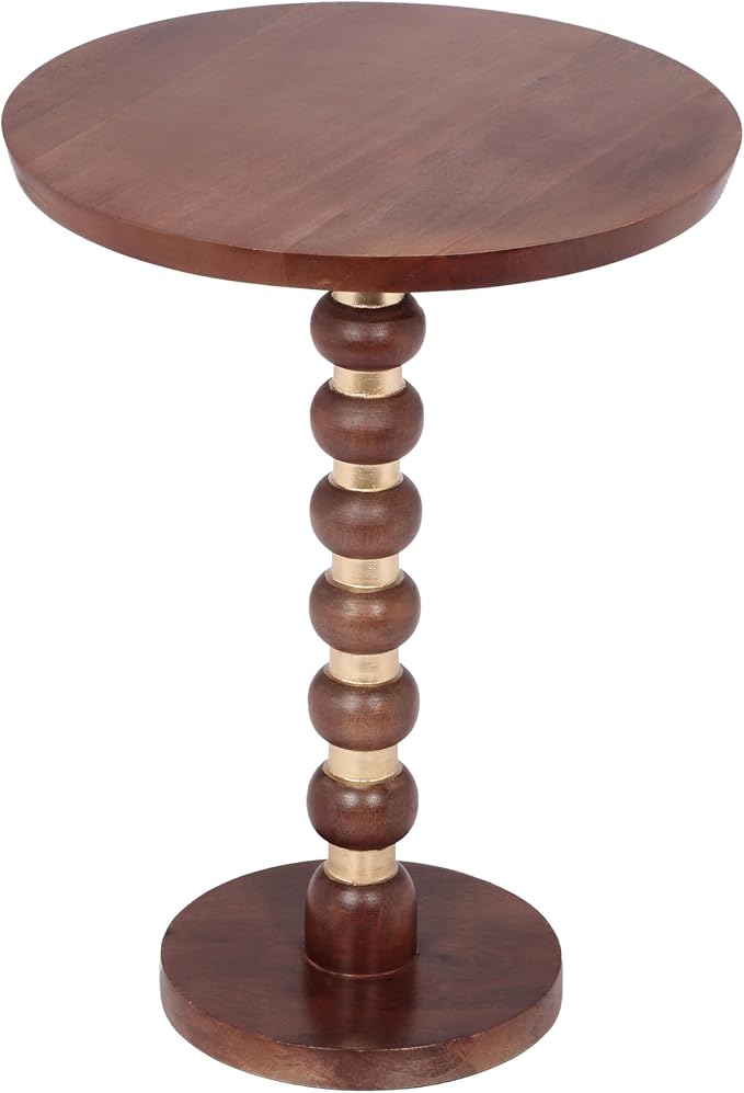 Christopher Knight Home Tatian Wood End Table, Indoor Round Side Table, Small Drink Table, Modern Accent End Table Coffee Table with Solid Wood Leg for Living Room Bedroom or Small Spaces, Honey+Gold