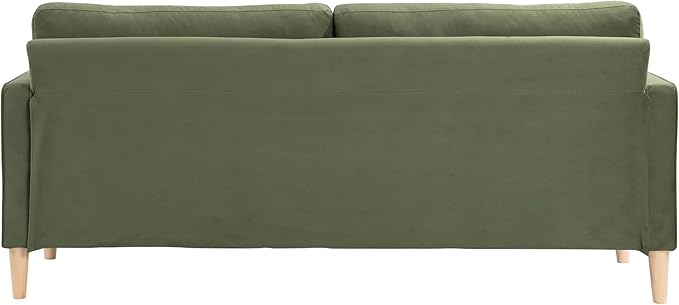 Studio Living® Lexington 75.6" Sofa, Mid-Century Modern, Pocket Coil Comfort, Easy Assembly, Velvet Fabric, Olive Green
