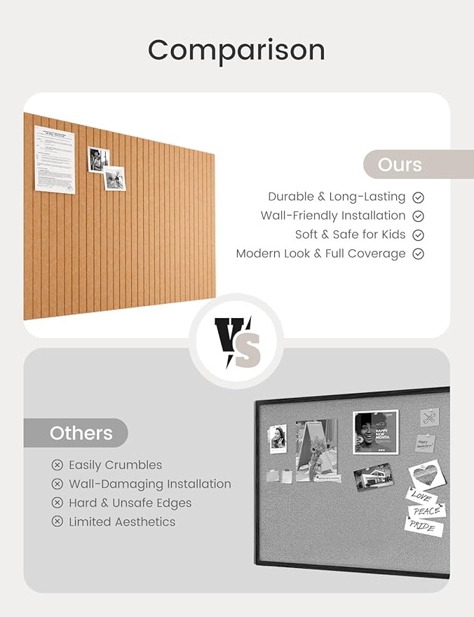 Bumusty Large Cork Board Alternative-47 x35 Felt Bulletin Board Tiles, with 30 Pushpins, 70 Adhesive Tabs, 12-Pack Slat Wall Paneling, Cork Boards for Office Push Pin Board Felt Board-Longan Yellow