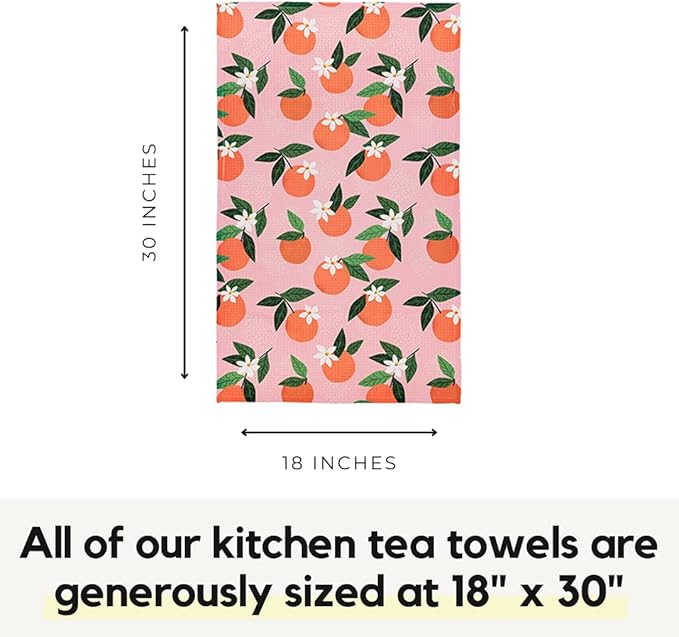 Modern Style Premium Kitchen Tea Towel Super Absorbent Fast Drying Microfiber Juicy Orange