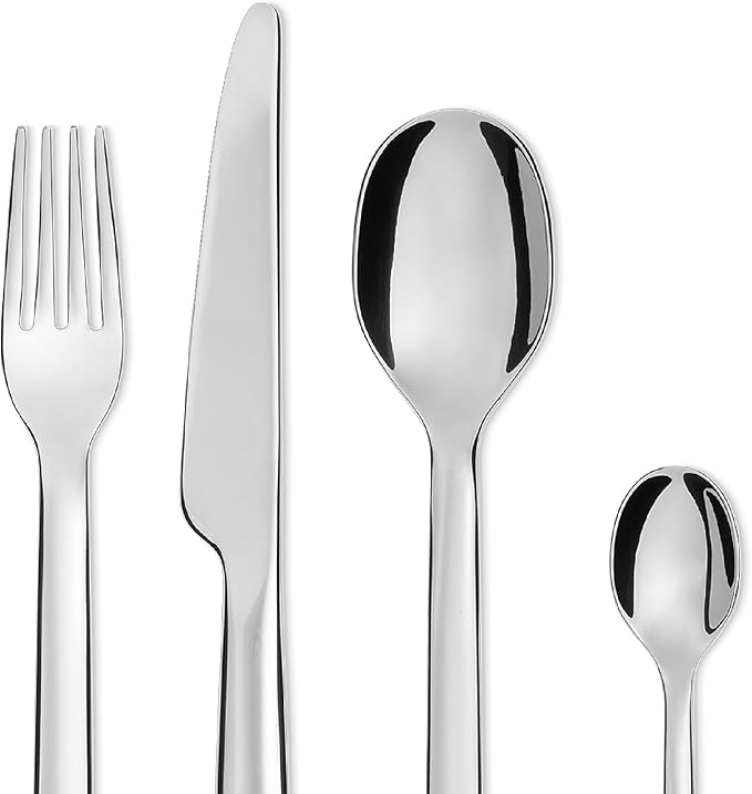 Alessi REB09S24 Ovale - Cutlery set composed of six table spoons, six table forks, six table knives, six coffee spoons in 18/10 stainless steel.