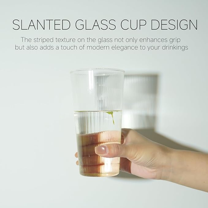Water Drinking Glass Set of 6 17 Oz Highball Glass Tom Collin Lightweight Tall Cocktail Glasses Thin Mojito Bar Glassware