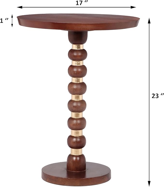 Christopher Knight Home Tatian Wood End Table, Indoor Round Side Table, Small Drink Table, Modern Accent End Table Coffee Table with Solid Wood Leg for Living Room Bedroom or Small Spaces, Honey+Gold