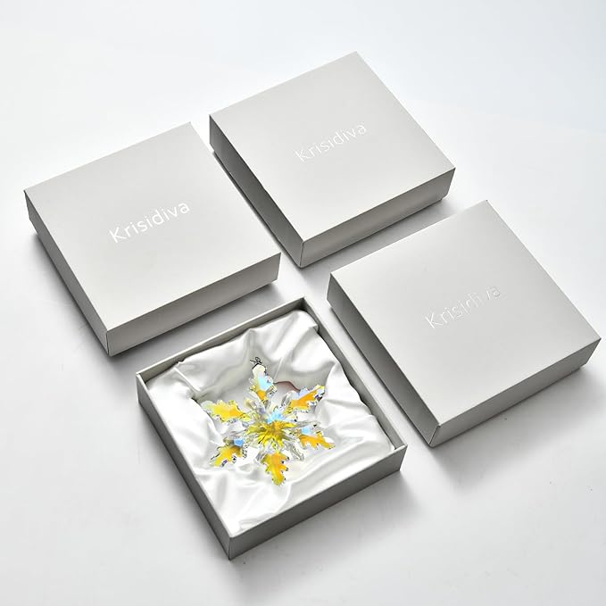 2025 Annual Edition Snowflake Crystal Christmas Ornaments,Christmas Tree Ornaments Crystal Sun Catcher Home Hanging Decor(25-Colorful)