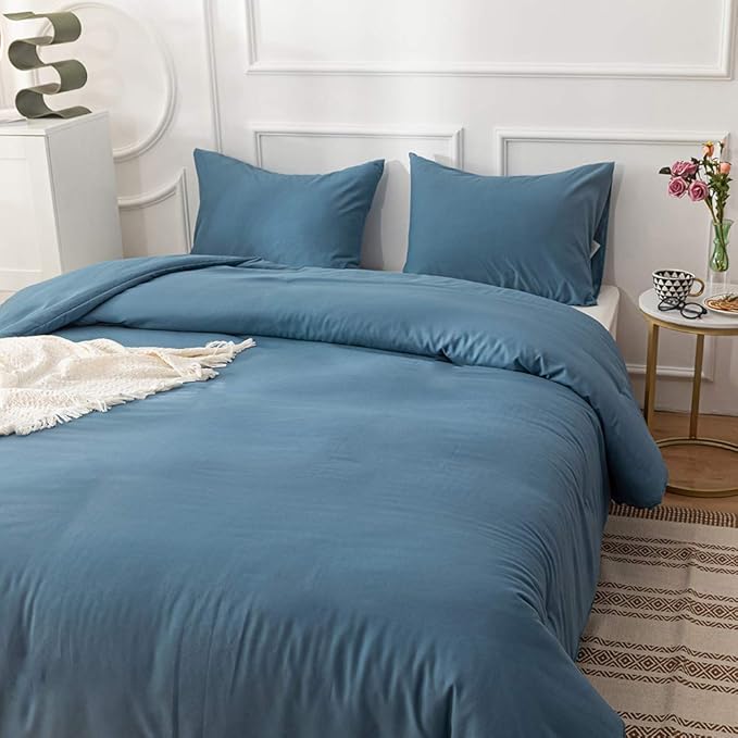 CLOTHKNOW Blue Queen Comforter Set 3Pcs Lake Blue Bedding Comforter Sets Soft Girls Women Blue Comforter Queen with 2 x Pillow Cases