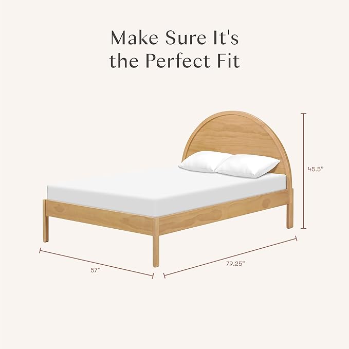 Babyletto Bondi Full Size Bed Frame - GREENGUARD Gold Certified - Full Size Platform Frame with Arched Headboard - Universal Mattress Fit - No Box Spring Needed - Durable Bedroom Furniture - Honey
