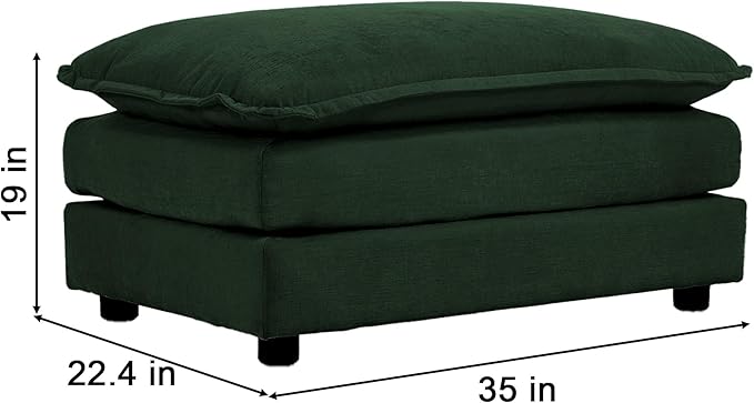 SoarFlash Chenille Sectional Sofa Ottoman,Green