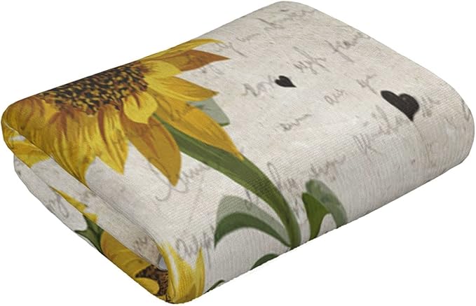 Sunflower Hand Towels Set of 2 15.7x27.5 Absorbent Kitchen Guest Towels Yellow Flower Bees