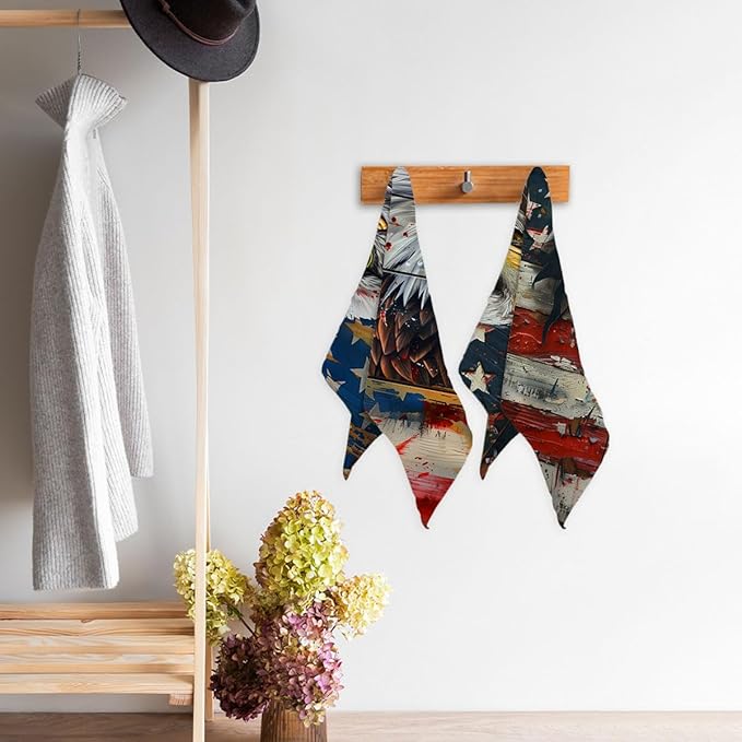 American Flag Kitchen Towels Vintage Bald Eagle USA Flag