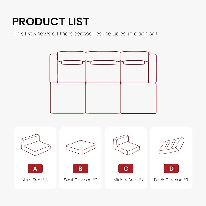 120.47‘’ Boneless Couch Cloud Modular Sectional Couches for Living Room, Oversize L-Shape Sofa with Deep Seat, Plush Corduroy 3-Seater with 3-Ottoman, No Assembly Required