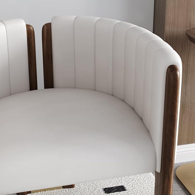 Velvet Fluted Accent Chair for Living Room with Wood Frame, High Resilience Foam, Elegant Modern Armchair (White)