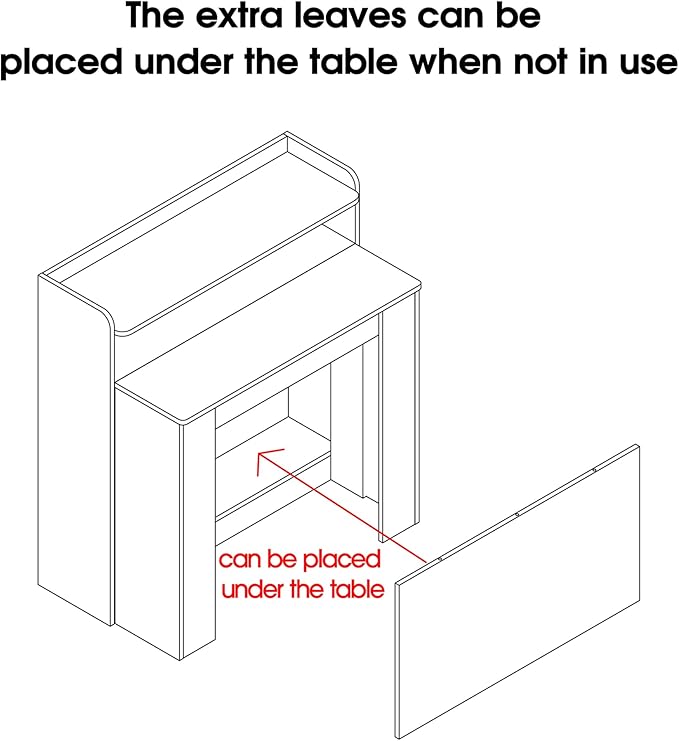 21''- 98.43'' Extendable Dining Room Table, Expandable Dining Table, Modern Large Table, for 2-9 Person(with Shelf), White