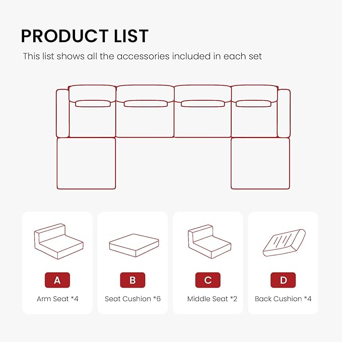 160.63‘’ Boneless Couch Cloud Modular Sectional Couches for Living Room, Oversize U-Shape Sofa with Deep Seat, Plush Corduroy 4-Seater with 2-Ottoman, No Assembly Required