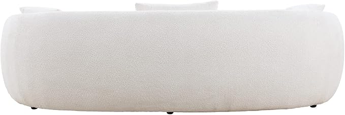 KEIKI 94" Boucle Half Moon Curved Sectional Sofa with 3 Throw Pillows, Modern Style 4-Seater Teddy Fleece Leisure Couch with Curved Backrest, Easy Assembly, for Apartment, Living Room, Bedroom, Whtie