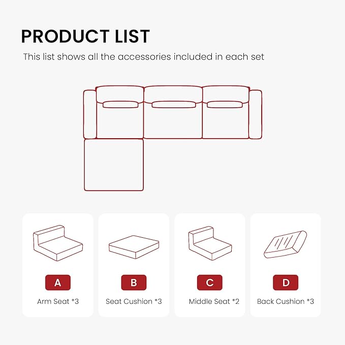 120.47‘’ Boneless Couch Cloud Modular Sectional Couches for Living Room, Oversize L-Shape Sofa with Deep Seat, Plush Corduroy 3-Seater with Ottoman, No Assembly Required