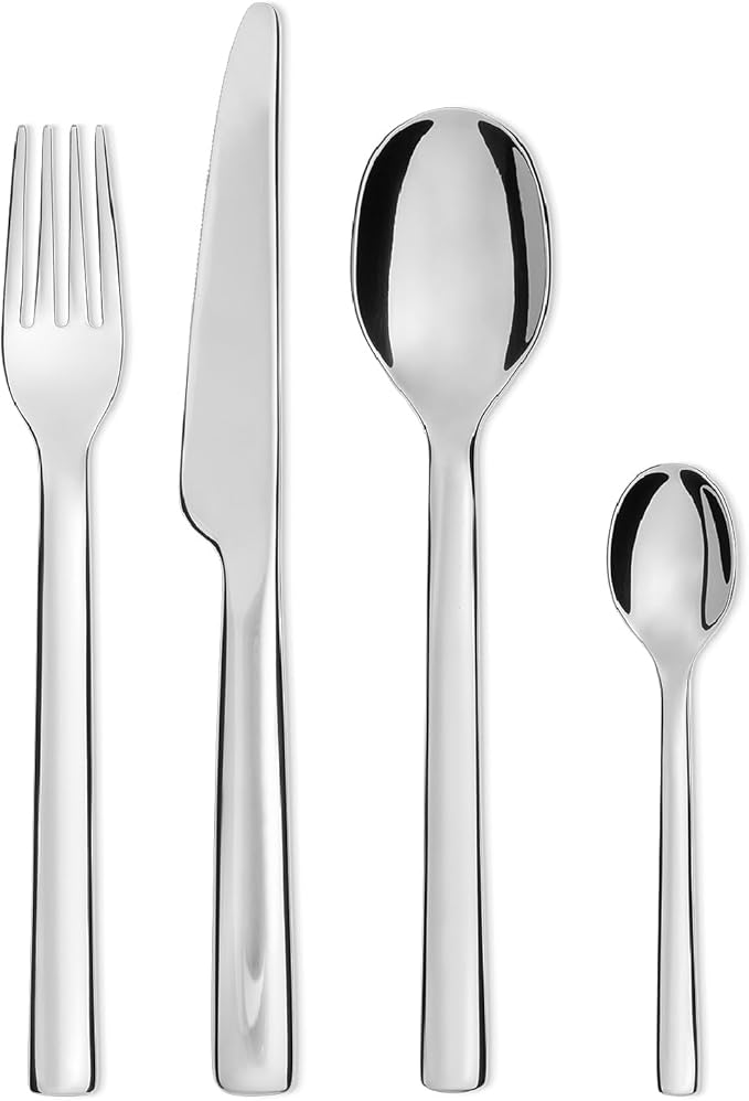 Alessi REB09S24 Ovale - Cutlery set composed of six table spoons, six table forks, six table knives, six coffee spoons in 18/10 stainless steel.