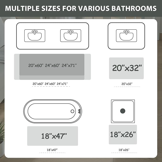 Uphome Brown Bathroom Rugs, Distressed Farmhouse Boho Bath Mat, Non Slip Washable Soft Velvet Bath Mats for Bathroom Floor, Vintage Traditonal Bath Runner for Bathtub Sink Shower, 18x47 inch