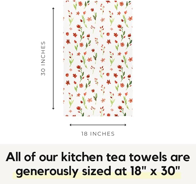 Modern Style Premium Kitchen Tea Towel Super Absorbent Fast Drying Microfiber Ruby Wildflowers