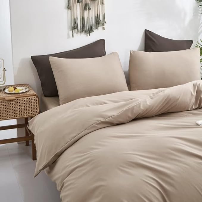 CLOTHKNOW Khaki King Size Comforter Set Taupe Bedding Comforter Sets Coffee Beige Bedding Sets Soft Tan Comforter Sets King