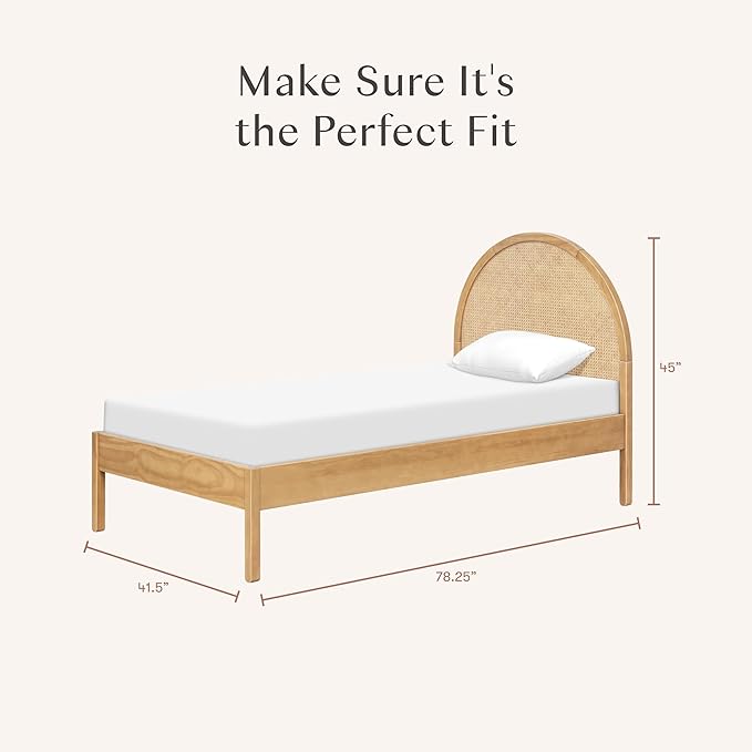 Babyletto Bondi Cane Twin Bed for Kids - GREENGUARD Gold Certified - Twin Bed Frames with Arched Cane Headboard - Universal Mattress Fit - No Box Spring Needed - Perfect for Boys & Girls Room