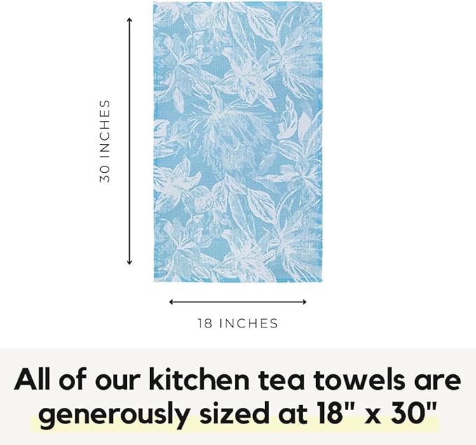 Modern Style Premium Kitchen Tea Towel Super Absorbent Fast Drying Microfiber Ocean Bloom