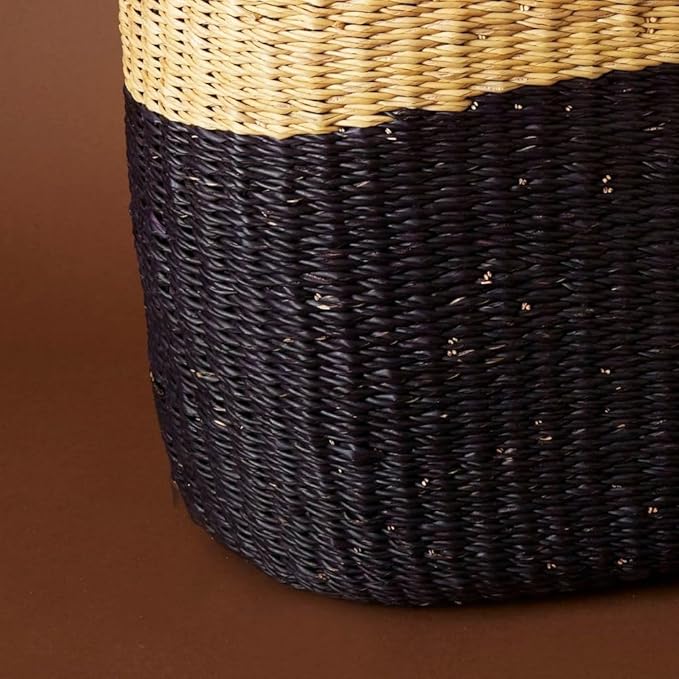 Kitchen & Dining Storage, Reusable Grocery Bag, Countertop Fruits Holder, Picnic Basket, Market Tote, Beach Basket, Harvesting, Foraging, Decorative Wicker Basket, Woven, Boho, Natural Black