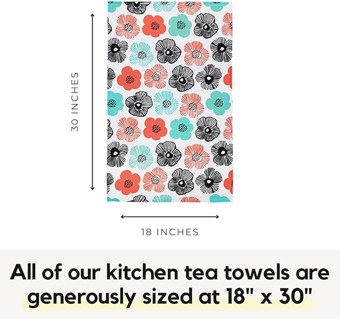 Modern Style Premium Kitchen Tea Towel Super Absorbent Fast Drying Microfiber Midnight Bloom