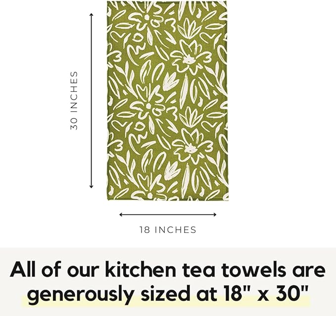 Modern Style Premium Kitchen Tea Towel Super Absorbent Fast Drying Microfiber Olive Bloom
