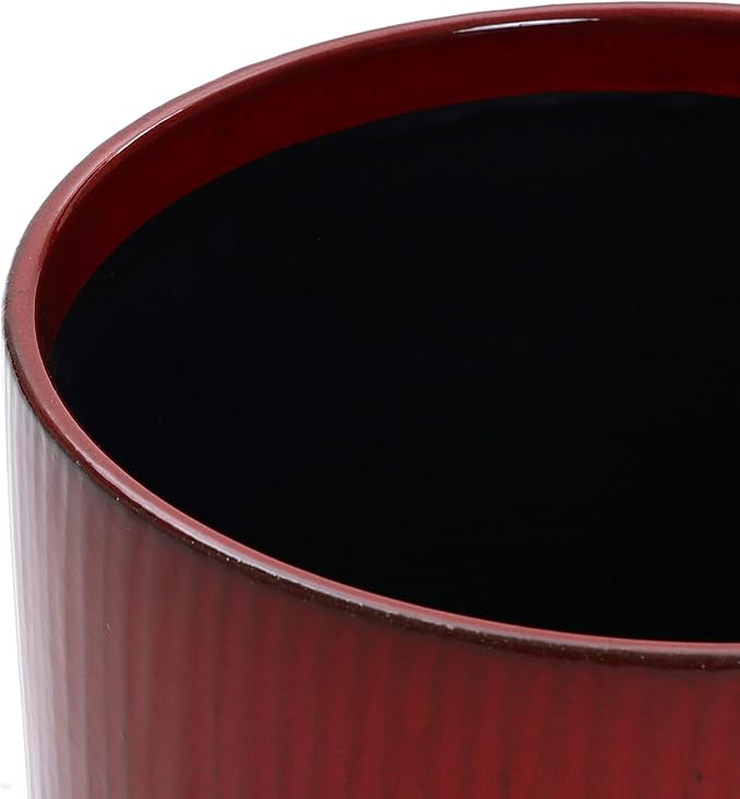 LuxenHome 13" Dia Ceramic Plant Pots, Red Glaze Indoor Outdoor Planter Pot with Drainage Hole and Rubber Plug, Modern Round Large Flower Pot for Home Garden Office or Patio