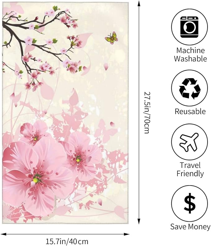 Cherry Blossoms Hand Towels Set of 2 Absorbent 15.7x27.5 Inch Kitchen Guest Towels