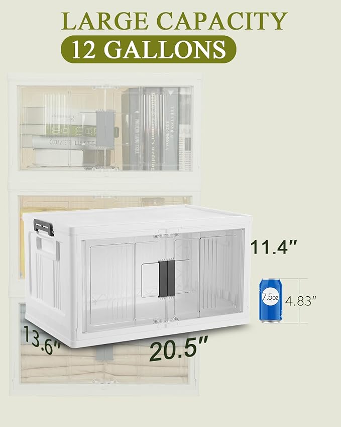 OlarHike Lockable Storage Bins with Lids Folding Storage box with Doors and Wheels 3 Pack Cubes