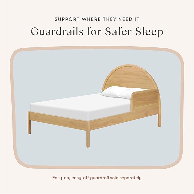 Babyletto Bondi Full Size Bed Frame - GREENGUARD Gold Certified - Full Size Platform Frame with Arched Headboard - Universal Mattress Fit - No Box Spring Needed - Durable Bedroom Furniture - Honey