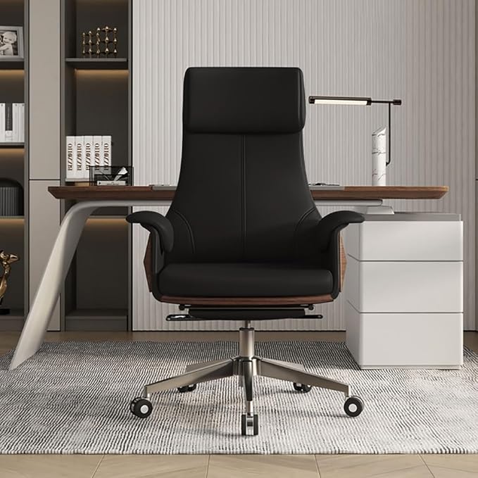homary Modern Home Executive Office Chair, High Back Adjustable Swivel Chair Faux Leather Ergonomic Task Chair with Adjustable Height & Rolling Base, Black