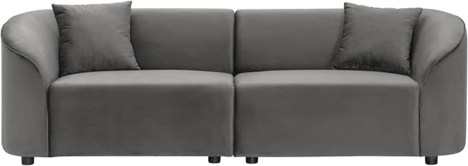 Christopher Knight Home 87.50" Curved Oversized 2 Seater Sofa, Upholstered Couch Chair, Soft Seating, Cozy Loveseat with Armrest, Reading Sofas for Living Room, Home Rest, Grey