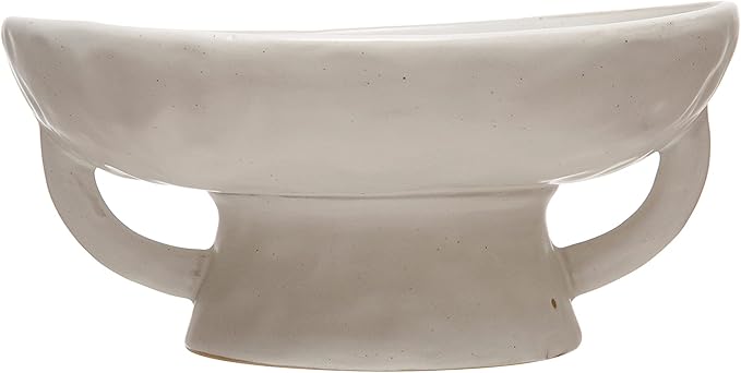 Creative Co-Op Stoneware Bowl w Reactive Glaze Decorative Object, White