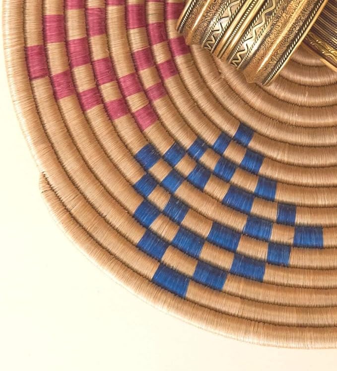 Medium Colorful Diamond Sisal Basket Tray