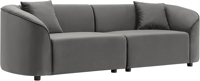 Christopher Knight Home 87.50" Curved Oversized 2 Seater Sofa, Upholstered Couch Chair, Soft Seating, Cozy Loveseat with Armrest, Reading Sofas for Living Room, Home Rest, Grey