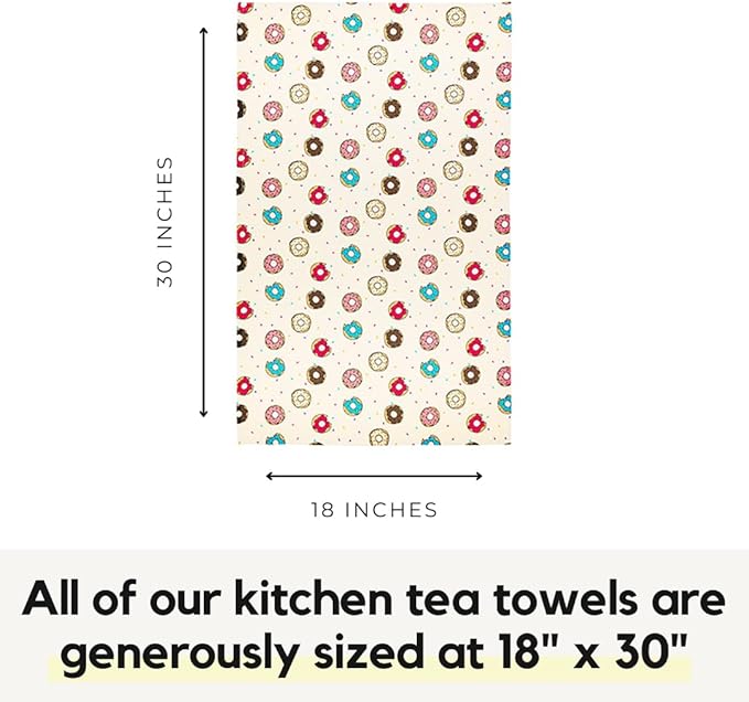 Modern Style Premium Kitchen Tea Towel Super Absorbent Fast Drying Microfiber Donut Craze