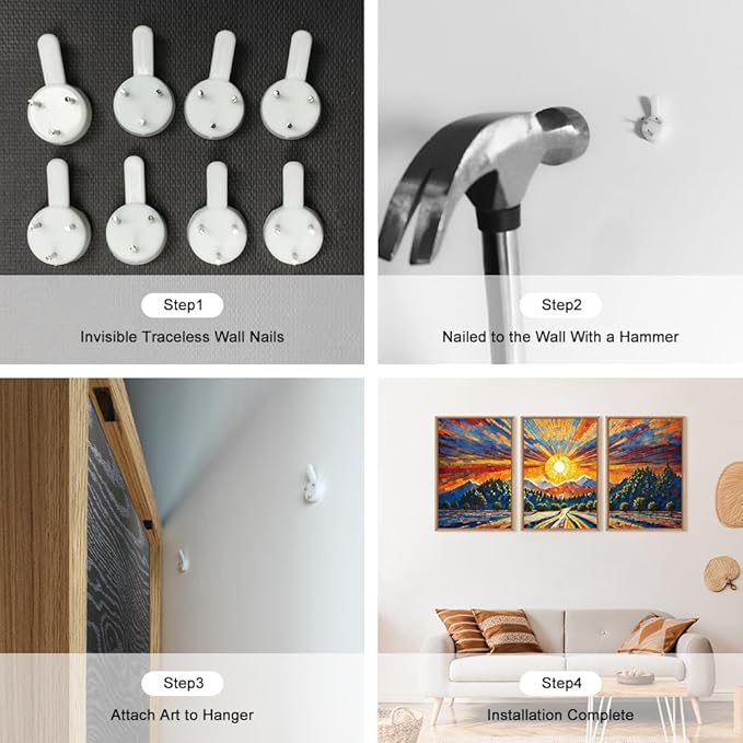 HOURIA Large Natural Mountain Forest Framed Canvas Wall Art Set,Wilderness Sunrise Wall Decor,Boho Pine Tree Square Ridge Artwork,Modern Field Art Print for Living Room, Office, Farmhouse- 16"x24"x3